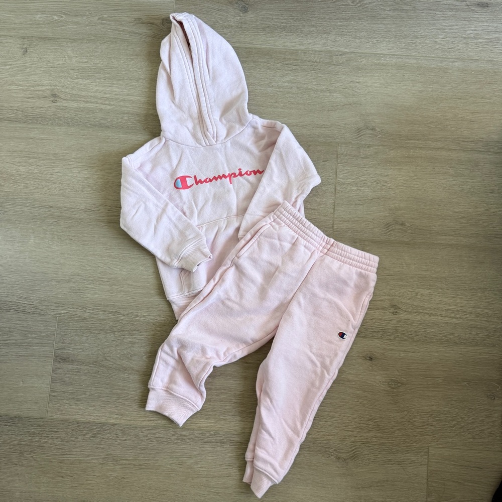 Champion Kids Pink Sweatpants and Hoodie Set